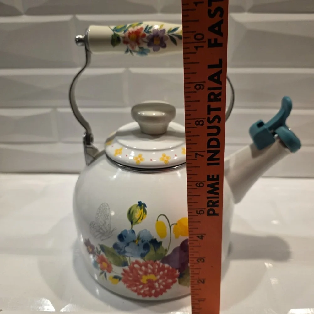 Pioneer Woman Whistling Tea Kettle 2 Quart Blooming Bouquet Enamel On Steel
